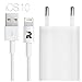 Produktbild RINOO® Apple MFI Lightning Daten und Ladekabel 1m + USB Netzstecker Apple iPhone iPad in weiss
