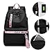 Produktbild L&J Wasserdicht Laptop Rucksack Schulrucksack Backpack USB Ladeport,12-14 Zoll Frau Rucksack Schule Reise Wandern,Black+Pinkribbon