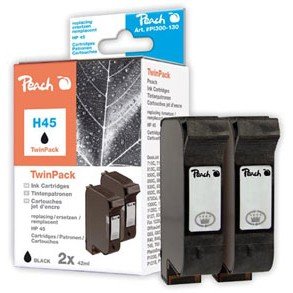 Peach H45 bk Doppelpack Druckköpfe kompatibel zu Kodak, HP, Apple 51645A, Nummer 45, schwarz - 2