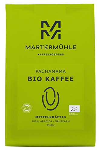 Martermühle | Bio Kaffee PachaMama (500g) | Ganze Bohnen | Premium Kaffeebohnen aus Peru | Schonend geröstet | Kaffee säurearm | 100% Arabica