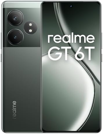 realme GT 6T 5G Smartphone 8+256GB, Chipset di gamma Snapdragon 7+ Gen 3, Super display a 6000nit da 120Hz, Ricarica SUPERVOOC da 120W, Batteria massiva da 5500mAh, Verde, (no adapter)