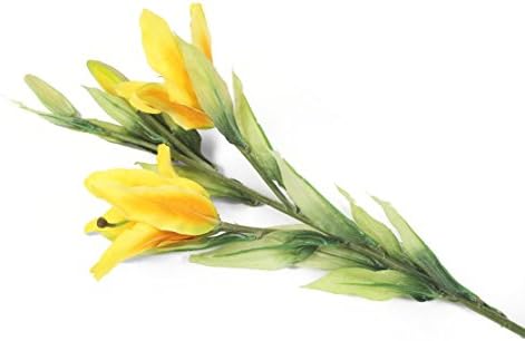 Floral Elegance Artificial 80cm Single Stem Golden Yellow Oriental Lily - Artificial Luxury Silk Flower Range