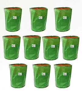 BIO BLOOMS AGRO INDIA PRIVATE LIMITED HDPE Plastic Grow Bag, Green and orange, 15X18 Inch, Pack of 10