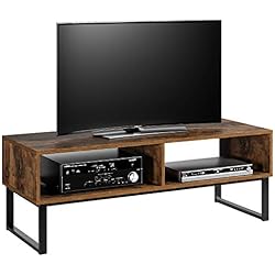 Homfa Meuble TV Vintage Meuble Télévision Bas Table Basse Table de Salon en Bois et Fer 108×40×40cm
