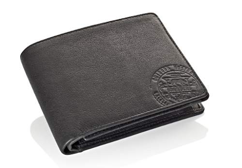 Preisvergleich Produktbild HJP Herren Geldbörse schwarz aus Leder Brieftasche Geldbeutel Rindsleder NEU