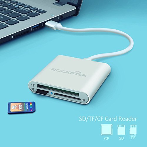Aluminium-Kartenleser, Rocketek USB3.0 Alles in 1 Speicherkartenleser / Writer mit 3 Steckplätzen für CF-Karte, SD, Micro SD und mehr Speicherkarten - 5