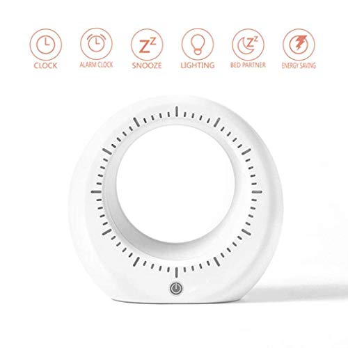 Preisvergleich Produktbild HXMSXROMID Aufwachen Licht LED Wecker Mond Bedside Nachttischlampe Intelligent Schlummermodus Berührungssteuerung Dimmen USB Aufladung Digitaluhr für Schlafzimmer Büro Reise,White