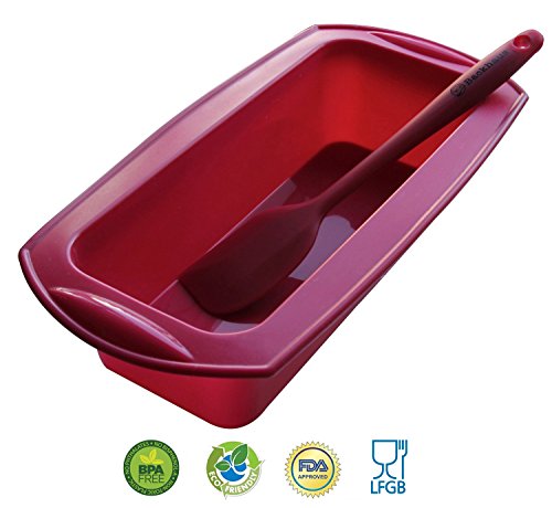BACKHAUS FlexBake® Silikon Kastenform - Brotbackform & Teigschaber - Premium BackSet in Platin Silikon - Standardgröße Ø: 23cm - Rot
