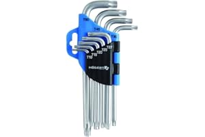 Högert Technik - TORX-Schlüssel I Innensechsrundschlüssel I Satz von 9 Stück I Größen T10 bis T50 I Aus hochwertigem Chrom-Vanadium Stahl I Beständig gegen Verformung und Abrieb I Silber