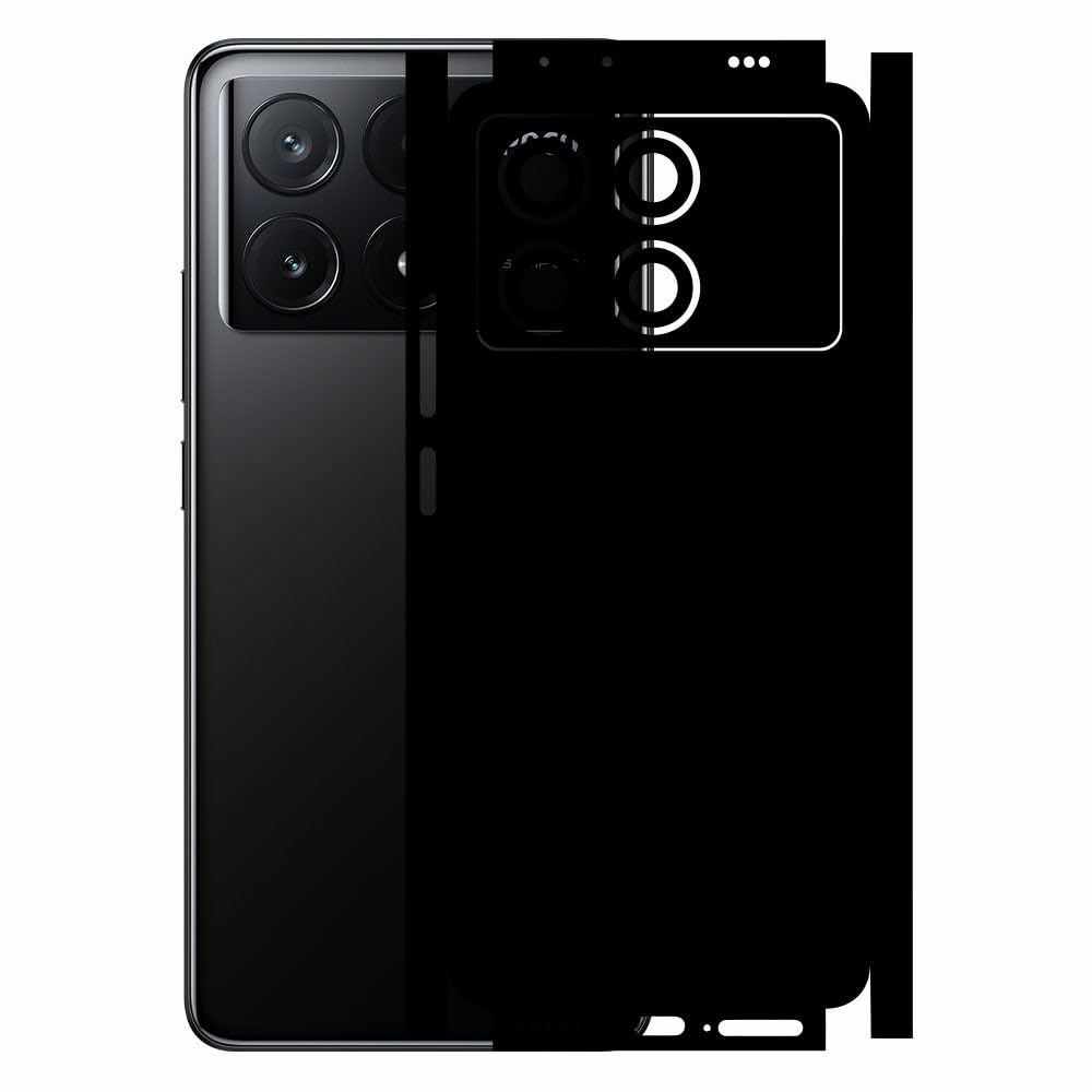 AtOdds - Compatible for Poco X6 PRO (5G) - Mobile Back Skin Sticker Wrap - Lamination - Back Screen Guard Protector (Coverage - Back+Camera+Sides) (Design - Matte Black)