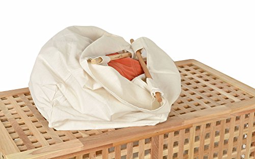 Wäschekorb Doppelkammer Wäsche Truhe 67 cm Höhe Badmöbel Massiv Walnuss Holz - 8