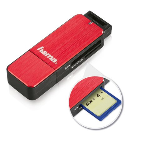 Hama Kartenleser mit Aluminiumgehäuse (SD, SDHC, SDXC, microSD/microSDHC/microSDXC, USB 3.0), rot - 3