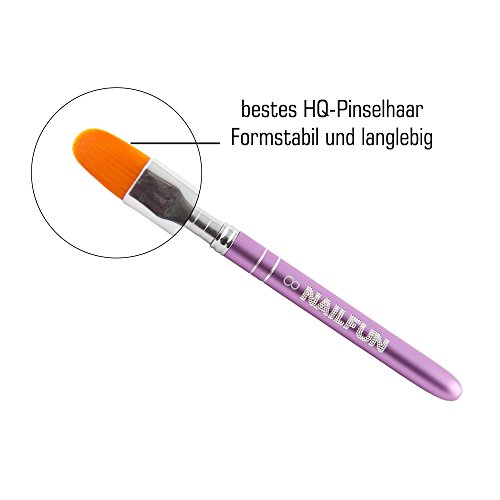 NAILFUN High Quality Pinselset – 7 teilig – lila pink aus Aluminium mit Strasstein Besatz für Nageldesign mit Gel Acryl und Fiberglas - 3