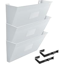 Organisateur Mural Modulaire Pour Dossiers A4 - Lot De 3 Compartiments En Plastique Blanc - À Suspendre Ou Fixer Au Mur