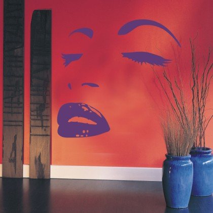 INDIGOS WG20497-70 Wandtattoo w497 Sexy Frau Gesicht Lippen Wandaufkleber, 96 x 92 cm, schwarz