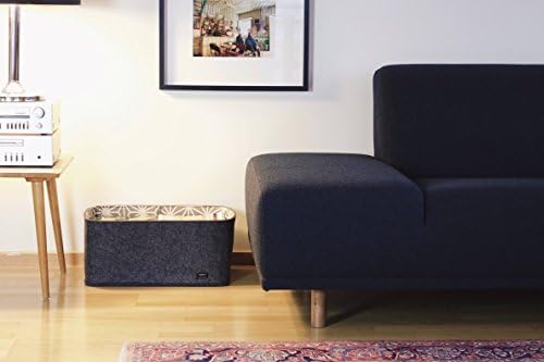 Large Grey Felt Storage Basket W48 x D34 x H22, with a Contemporary Geometric Print Lining. Ideal for Magazines, Toys and General Storage - Scandinavian Design