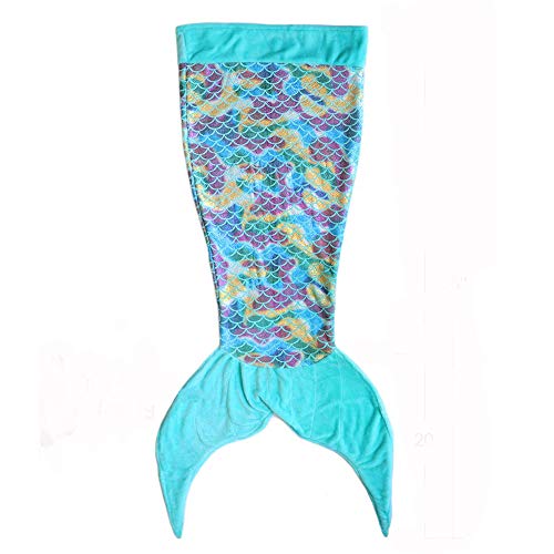 Geekbuzz Mermaid Tail Blanket Soft Fleece Children Sleeping Bag for Kids 3-10 Years Old (Blue Mermaid)
