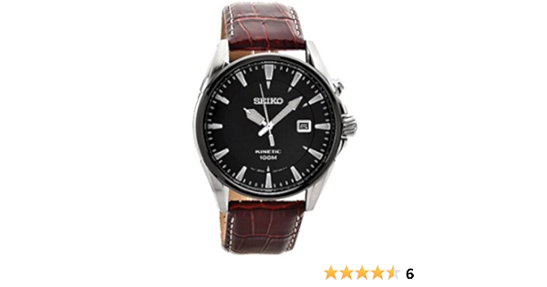 Seiko Mens Gents SKA569P1 Stainless Steel Kinetic Black Dial Brown Leather  Strap Wrist Watch : Amazon.co.uk: Watches