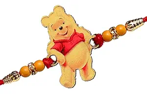 Ghanshyam Rakhi-Funny Pooh Cartoon, pearls, beads rakhi for chote baby kids rakhi (set of 1 with chocolate)