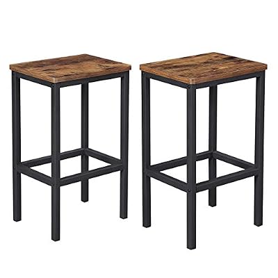 VASAGLE Lot de 2 Chaises de Bar, Tabourets Hauts de Style Industriel, pour Cuisine, Salle à Manger, Salon, Marron Rustique LBC65X