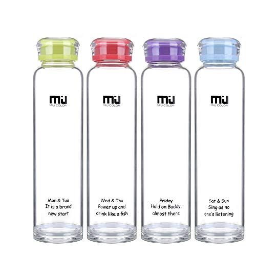 MIU COLOR Glass Clear Juice Water Bottle 450ml with No-slip Silicone Sleeve Leak Proof Borosilicate MIU COLOR Glass Clear Juice Water Bottle 450ml with No-slip Silicone Sleeve Leak Proof Borosilicate