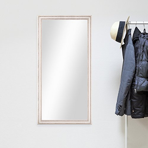 Wand-Spiegel 60x110 cm im Massivholz-Rahmen Landhaus-Stil Weiss / Spiegelfläche 50x100 cm