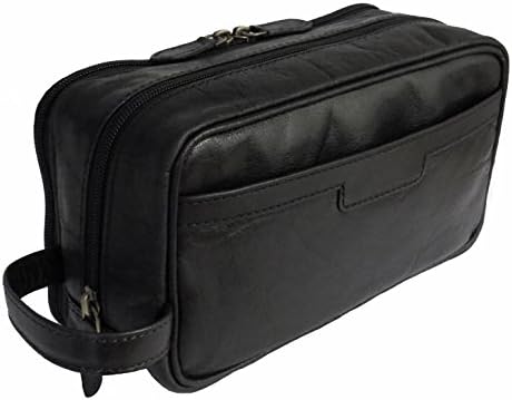 Black Leather Wash Bag