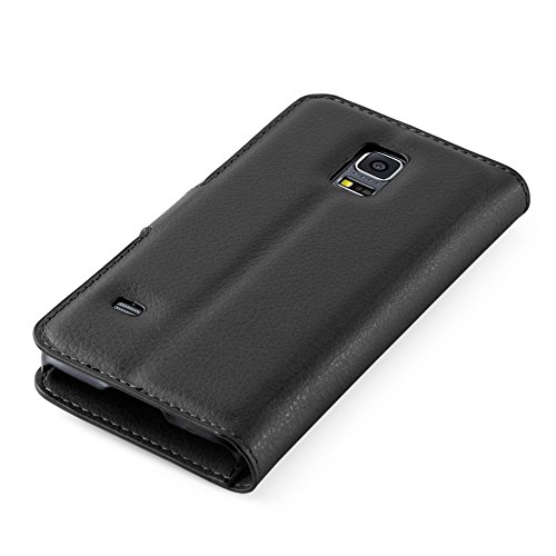 Cadorabo – Book Style Hülle für Samsung Galaxy S5 MINI / S5 MINI DUOS (SM-G800F) – Case Cover Schutzhülle Etui Tasche mit Standfunktion und Kartenfach in PHANTOM-SCHWARZ - 7