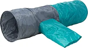 Combo of ? Trixie Playing Tunnel for Cats | Interactive Cat Toy Suitable for Indoor Play as Well as Outdoor - 30 ? 115 cm with Kittos Salmon Rings, 35 g | Best Treats to Train Your Pet - (Pack of 3)