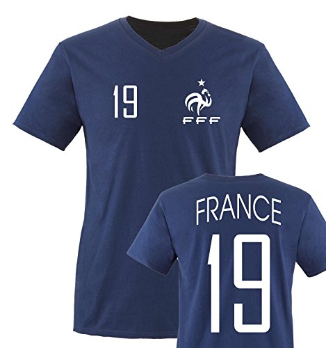 TRIKOT – FRANCE – 19 – Herren V-Neck T-Shirt – Navy / Weiss Gr. M