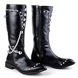 leder stiefeletten damen gefüttert 4. Herren Kniehohe Stiefel Verschluss: Schnürer; Männer Lange Stiefel geeignet für den Kampf-Radfahrer, Motorradschuh, Reitpferd, Reiten, Sport.