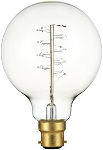 Globe Large B22 40W Warm Rustic Dimmable Light Bulb Spiral Filament, Bayonet Vintage Incandescent Edison E27 Electric Light, Create The Perfect Atmosphere For Bar Restaurant Coffee Shop And Home Use