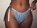 Produktbild Swallowuk Damen Sexy Pailletten Bikini Badehose Mini Tanga Rüsche Badeanzüge G-String Unterwäsche (S, Blau)