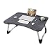 Produktbild SqsYqz Lap Computer Desk Laptop-Tisch, Bettablage, Faltbarer Frühstückstisch Mit Cup-nut Und Handyfach, Büroartikel Home Décor Products,Black,60 * 40 * 28cm