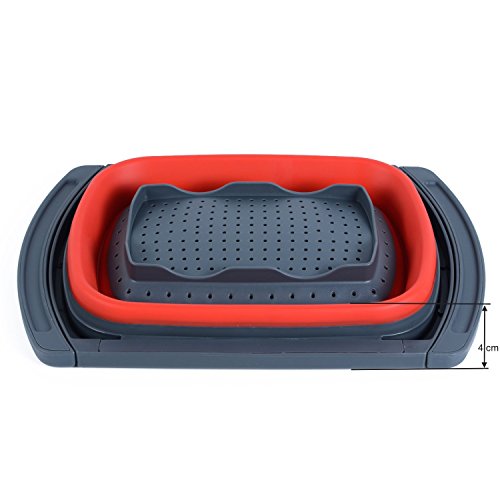 Itian Faltendes Silikon-Sieb, Sieb mit Ausziehbaren Griffen, um Fast Spülen, Große Kapazität und Einziehbar zu Passen - 4