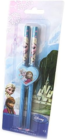 Set of 2 pencils + gum 'Frozen - Reine Des Neiges'blue rose.