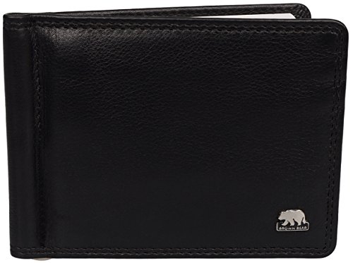 Preisvergleich Produktbild Brown Bear Business Dollarclip Geldbörse Herren Leder Schwarz mit Doppelnaht hochwertig