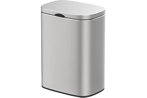 WENKO Poubelle Sare murale | 5 litres | fermeture automatique | Montage Sans Perçage TURBOLOC® ou vis | Seau intérieur amovible inclus | Compacte et Élégante | 21,5x29,5x19cm | Inox mat