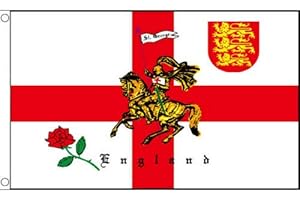 FlagSuperstore© St George Charger Flag - Large 5 x 3 FT - England 3 Lions Crusader - 100% Polyester With Eyelets