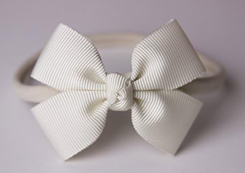 Golden Beam Baby Bow Headband - Ivory Like a Butterfly Grosgrain Bow Baby Handmade Headband - Flower Girl Headband