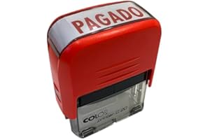 COLOP - Sello para Oficina, Empresas y Comercios con Texto PAGADO | con Tamaño de Impresión 14 x 38 cm | Incluye Una Almohadilla de Tinta E/20 en Color Rojo