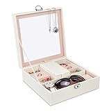 material-with der ausgewählten PU-Leder Material als der Rahmen (mit Stickerei), der Schmuck Organizer ist ziemlich robust, wasserfest und leicht zu reinigen. Als High-End-Samt gefüttert, die effektiv schützen können Ihre Wertsachen vor Beschädigungen. poliertem Metall Material wie auch die Sperren, die ist exquisit und hochwertiger Qualität.