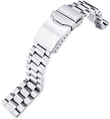 20mm Endmill Solid 316L Stainless Steel Watch Bracelet, Straight End, Button Chamfer