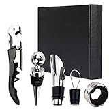Tire-bouchon, bouchon, bec verseur, anneau à vin, accessoires de vin, coffret cadeau 4 pièces, meilleur cadeau pour les amateurs de vin, tire-bouchon de serveur