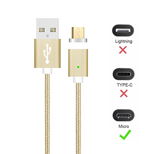 Magnetische Mrico USB Ladekabel Datenkabel, TUOYA 1 M Micro USB Magnet Ladekabel Kabel Charger Lade Kabel Netzteil Adapter High Speed Sync und Schnellladekern mit LED Statusanzeige für Android Smartphones, Samsung Galaxy S7 Edge S7 S6 S5, HTC, Sony, Nexus und mehr ([2 Pack*Gold]) - 5