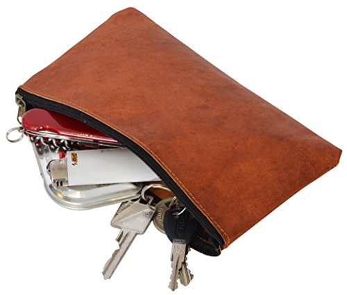 Gusti Leder nature “Lucy“ Schminktasche Kosmetiktasche Kulturtasche Geldbörse Geldtasche Dokumentenmäppchen Kosmetik Tasche Utensilientasche Reisebeutel Ziegenleder Vintage Braun A137b - 3