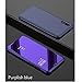 Produktbild Sycode Spiegel Hülle für Huawei P20,Flip Schutzhülle für Huawei P20,Volle Ecke Schütz Case für Huawei P20,Luxus Stilvoll Edel Cool Männer Frauen Screen Protector Lila Slim Fit Clear Standing View Mirror Cover Metall-Galvanotechnik Faltbar Bookstyle Beirftasche Cover Tasche Shell für Huawei P20-Lila Mirror