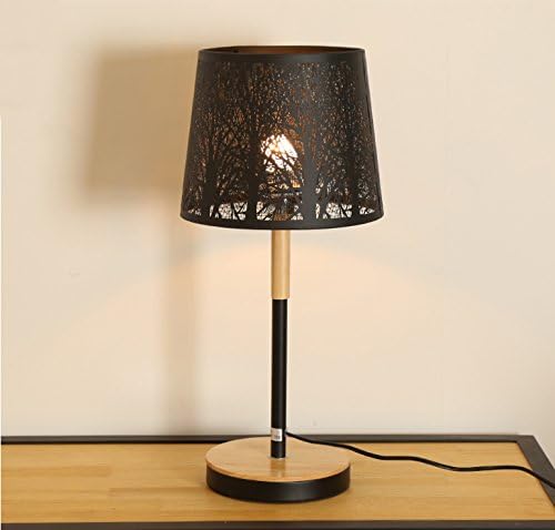 table lamp Nordic Modern Minimalist LED Creative Sculpture Living Room Logs Coffee Bedroom Bedside Solid wood Desk Lamp ( Color : Black )