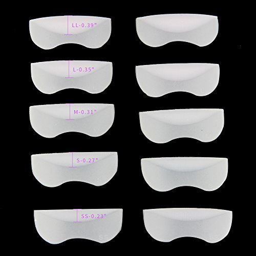 Beauty7 – 5 Paar Silikon Wimper Lockenwickler Wimpernwelle Schild Pads Werkzeug Eyelash perm patches Eyelash Perming Silicone Eye Shield Pads & permanent patches Größe: SS,S,M,L,LL/ Farbe： Rosa/ Hellrosa - 2