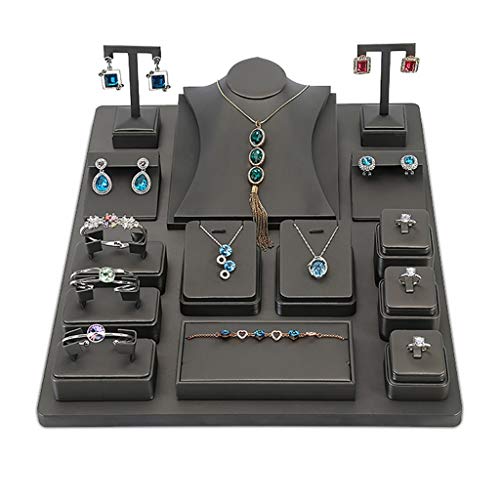 Joyería Soporte for Pendientes Estante for Joyas Exhibidor de Collar Conjunto de exhibición for Ventana Marco de Pulsera Accesorios (Color : Silver Grey, Size : 38 * 45cm)